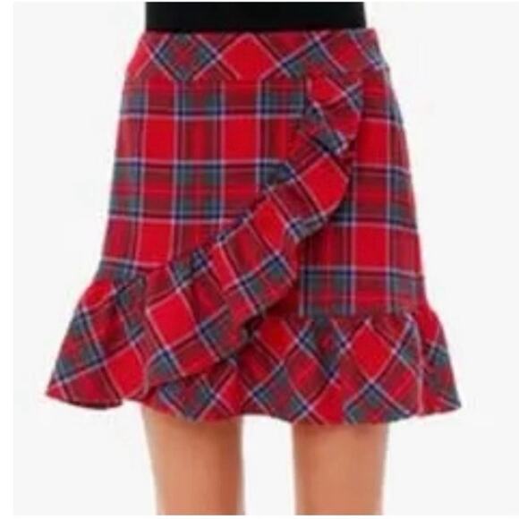 Vineyard Vines Red Plaid Ruffle Mini Skirt 6 School Academia Preppy Collegiate - Picture 4 of 11